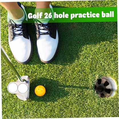 Garneck 24pcs Golf Practice Ball Practice Golf Color Ball Indoor Bulk Airflow Hollow Beginner Use Putting Trainer Training Plastic Yellow