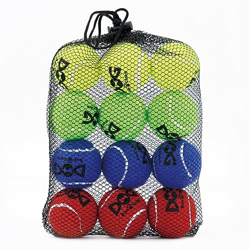 INSUM Tennis Balls for Dogs - 12 Pack 2.0'' Durable Non-Toxic Outdoor Dog Toys Balls with Mesh Bag, SGS Certified, Colorful Fetch Toys, Small Breeds (Non Squeaky) - color: Non-Squeaky - Pack of 12, size: Small