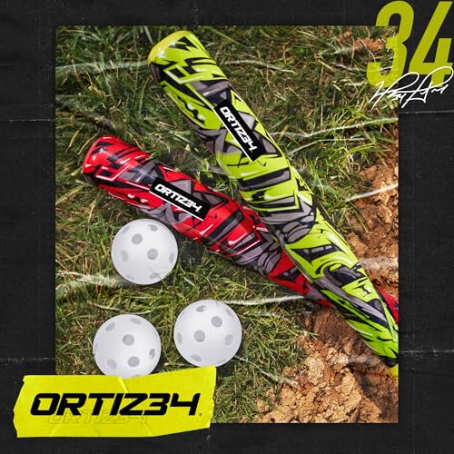 Ortiz34 Bat & Ball Set - Graffiti Plastic Bat & Ball Homerun Set- David Ortiz Backyard Baseball Set for Youth, Kids, Teenagers, Adults (Bat & Ball Set, Blue) - color: Volt, style: Bat & Ball Set