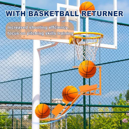 Steel Basketball Rebound System - 180° Rotatable Ball Rebound Attachment, Suitable for Indoor/Outdoor Hoops | Time-Saving Shooting Training Accessory