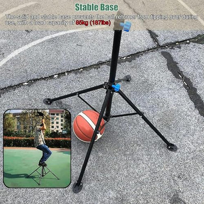 Basketball Shooting Machine Upright Foldable Return System - Portable Hoop Attachment, Adjustable Height, Easy to Carry - Perfect for Practice