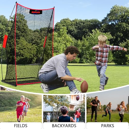 Kapler Football Kicking Net for Field Goals - 4x7FT Portable Football Net with Holder Tee - Sideline Practice for Backyard Skill Improvement