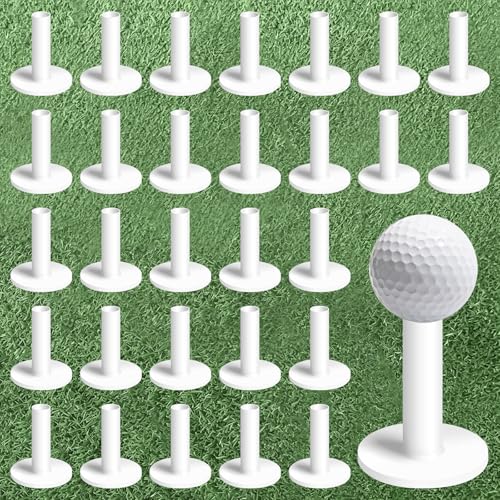 Amy Sport Golf Rubber Tees Value 30 Pack 1.5" 2.25" 2.75" 3" 3.13" Same Size, Durable & Hold Ball Well in White for Indoor Outdoor Practice Mat for Men Women - color: Snow White-30 Pack (2.75")