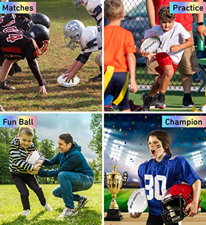 Football Premium Boy and Girl Official Match Ball with Reflective Iridescent Rainbow Hex Pattern, Durable Indoor, Outdoor, Training Practice Game Playtime
