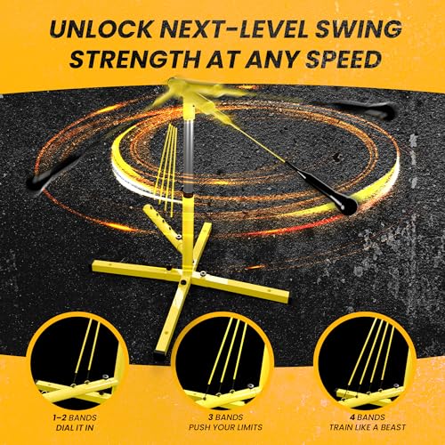 Apex Sports Baseball Swing Trainer – Adjustable Batting Practice Trainer with Power Resistance Bands for Hitting Mechanics, Swing Speed & Timing