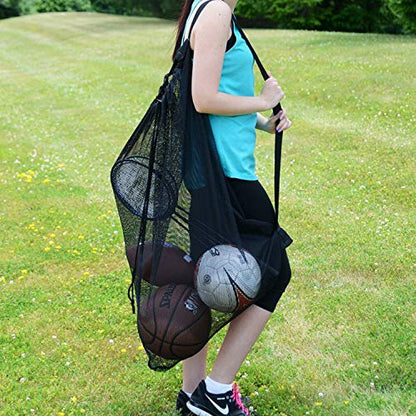Extra Large Mesh Ball Bag Waterproof Equipment Duffel Bag Heavy Duty Net Ball Shoulder Bag Basketball Volleyball Soccer Rug Ball Football Carrying Bag Tote Storage Sack with Drawstring for 10-15 Balls - color: ‎#2:72cm*100