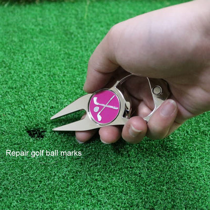 Golf Divot Repair Tool with Ball Marker, A Unique and Multi-Functional Golf Accessory, Nickel - color: Pink