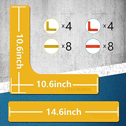Court Lines Marker Kit Throw Down Markers Create Your Own Mini Pickleball Tennis Court (Red-Yellow I L Shape)