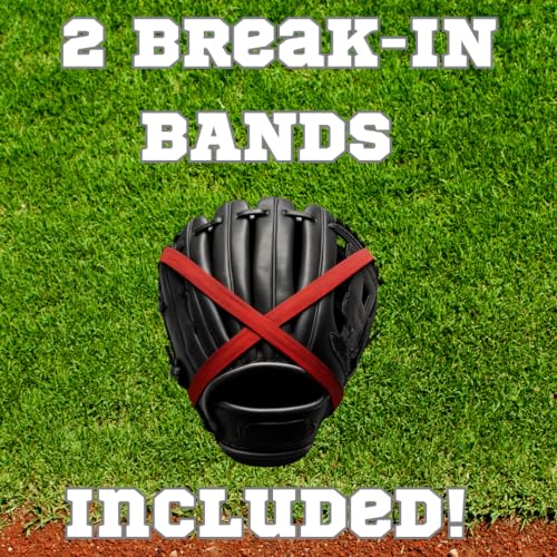 Baseball Glove Break-in Oil Kit with Microfiber Wipe & Break in Bands - Easy Conditioning Formula for Softball & Baseball Mitts, Large 8oz Bottle