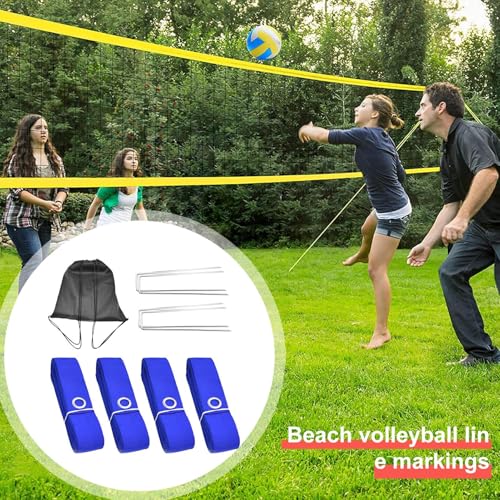 Coastal Game Lines – Portable Volleyball Marking, Outdoor Sports Kit | Easy Setup Net Boundaries, Beach Court Accessories for Lawn Backyard Activities During Summer Family Gatherings