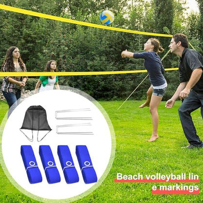 Coastal Game Lines – Portable Volleyball Marking, Outdoor Sports Kit | Easy Setup Net Boundaries, Beach Court Accessories for Lawn Backyard Activities During Summer Family Gatherings