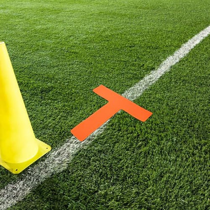 SOLUSTRE 4pcs T-Shaped Soccer Training Spot Markers Flat Court Floor Marking Pads Orange Agility Practice Equipment for Football Basketball Yard and Tennis Training