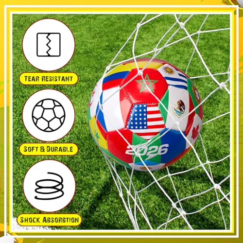 Tellingyou World Flag Soccer Ball Country Flags Training Ball 2026 International Multi Country Design with Pump Needle and Storage Bag for Team Practice Club Games Soccer Fan Gifts - size: size 5