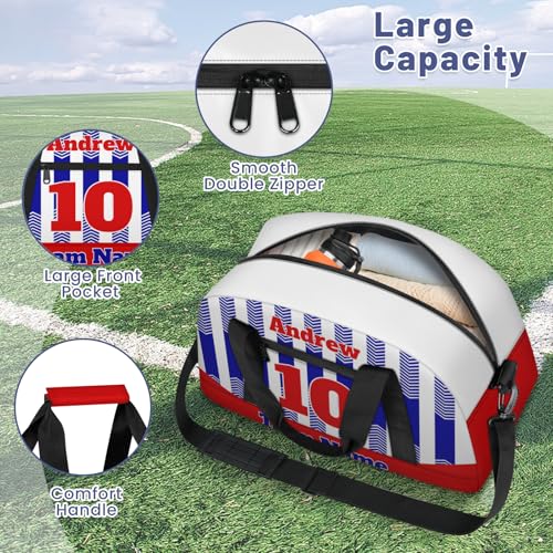 Basketball Soccer Gifts for Boys Girls - Custom Sports Duffle Bag, Personalized Name & Team Bag, Water-Resistant Gym Bag for Basketball, Soccer, Volleyball | Y-Navy Red - color: Y-Navy Red