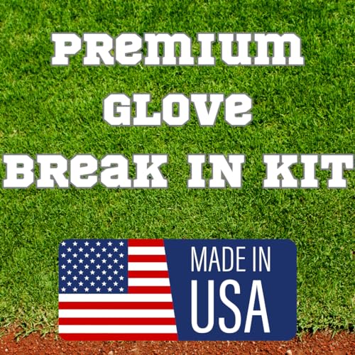 Baseball Glove Break-in Oil Kit with Microfiber Wipe & Break in Bands - Easy Conditioning Formula for Softball & Baseball Mitts, Large 8oz Bottle
