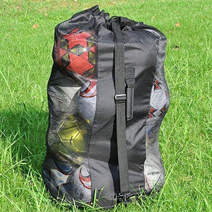 Ball Bag Large Capacity (Holds 16 Soccer Balls) Heavy Duty Mesh Drawstring with Adjustable Shoulder Strap and Thick Handle