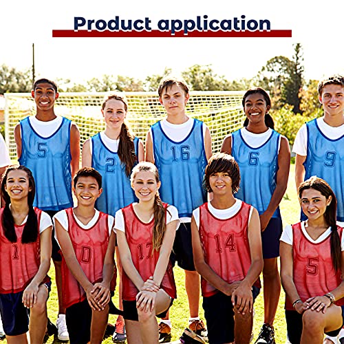 Boyiee Pinnies Scrimmage Vests, Nylon Mesh Team Practice Jersey Youth Pinnies for Sports Basketball Soccer Football - color: Red and Blue