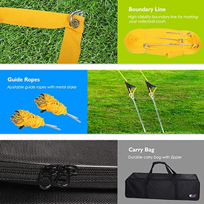 GSE Games & Sports Expert Outdoor Badminton and Volleyball Combo Set, Yard Net Game Set with Ball, Pump, Boundary Line and Carry Bag for Backyard, Beach, Lawn and Park, Family Games - color: Professional Badminton/Volleyball Set