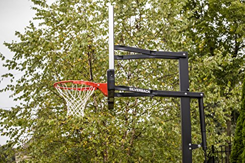 Silverback Height Adjustable In-Ground Basketball Hoop with Tempered Glass Backboard, Pro-Style Breakaway Rim & Backboard Pad