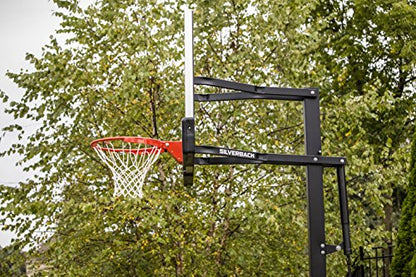 Silverback Height Adjustable In-Ground Basketball Hoop with Tempered Glass Backboard, Pro-Style Breakaway Rim & Backboard Pad