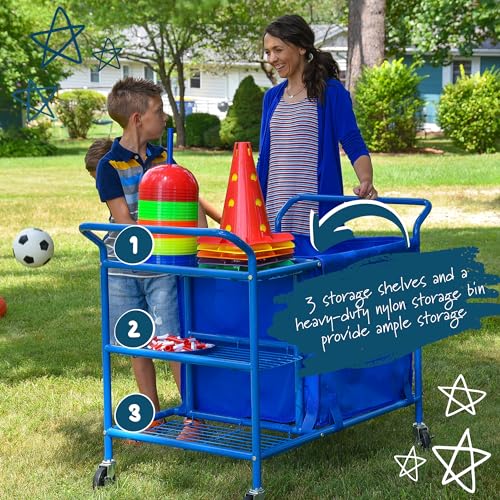 Children’s Factory Rolling Ball Cart, Gym Sports Equipment Storage, Rolling Utility Cart