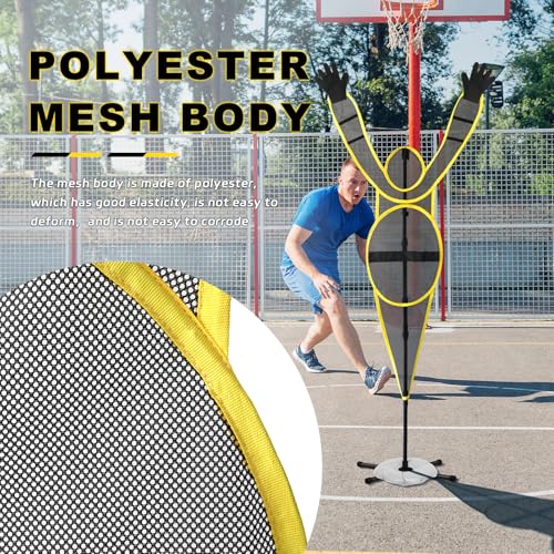 Water Bag Base Basketball Training Dummy - Fixed Arm Defensive Mannequin, Height-Adjustable & Portable for Shooting/Dribbling | for Teams, Coaches, Individuals (Yellow)