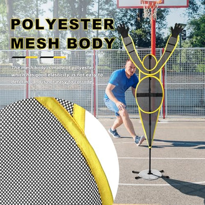 Water Bag Base Basketball Training Dummy - Fixed Arm Defensive Mannequin, Height-Adjustable & Portable for Shooting/Dribbling | for Teams, Coaches, Individuals (Yellow)