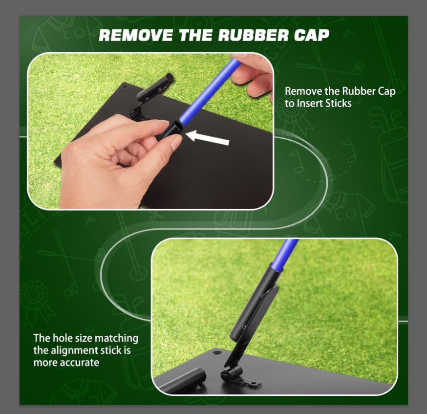 Pro Golf Alignment Sticks Holder – Adjustable Swing Plane Trainer with Weighted Base | Golf Training Aid for Swing Path, Putting & Aiming (Black Easy) - Not Included Alignment Sticks