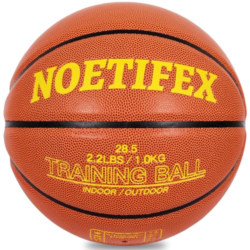 Weighted Heavy Basketball 3LBS/2.2LBS 29.5"/28.5" Training Equipment for Indoor & Outdoor – Improve Dribbling, Passing, Handling & Rebounding Skills Weighted Training Basketball (Deflated) - color: Brown & Yellow, size: Size 6,Women & Youth – 28.5"