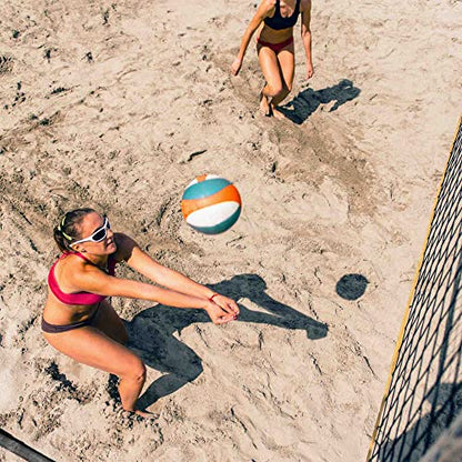 Beach Volleyball Sand Anchors - XLarge 6x6 inch Heavy Duty Plastic Boards + Elastic Thick Cord. Fits All Beach Volleyball Boundary Lines. 4 Pack (Lines not Included)