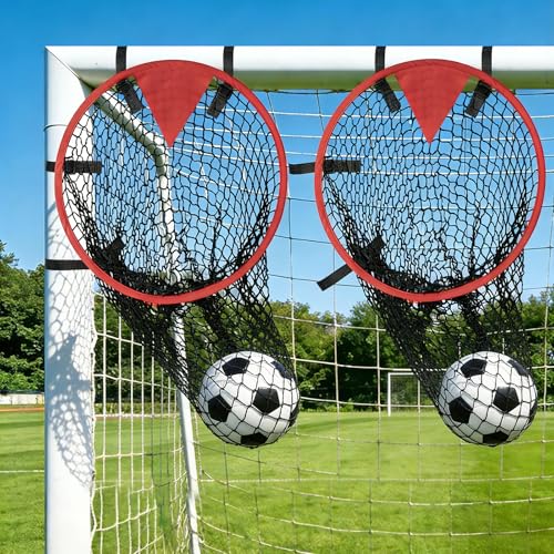 Soccer Goal Target 2 Pack, 17-Inch Top Bins Corner Shooting Accuracy Trainer – Carbon Fiber Frame, Easy Attach & Detach, Portable with Carry Bag, Soccer Training Equipment for Teens & Adults - color: red