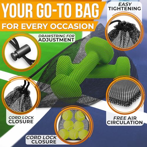 5Pcs Small Mesh Bags Drawstring Black Nylon – 11.8x7.48" Secure Cinch-Top, Mesh Bag for Tennis, Pickleball, Golf, Travel, Beach, Sports Equipment, and Mushroom Foraging – Quick-Dry and Tear-Resistant