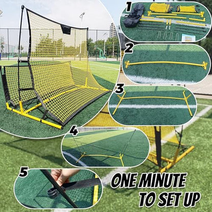 Seliyoo Dual-Sided Soccer Rebounder – Adjustable High/Low Nets for Volleys & Ground Passes, Portable Training Board for 2 Players, Teams & Home Backyard Use