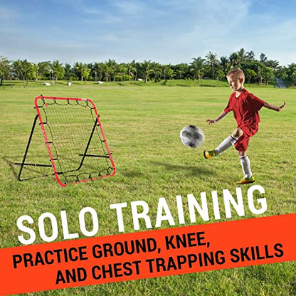 Soccer Rebounder, Kickback Rebound Net 3.3X3.3FT - Football Training Gifts, Aids & Equipment for Kids, Teens & All Ages, Portable, 6 Adjustable Angles