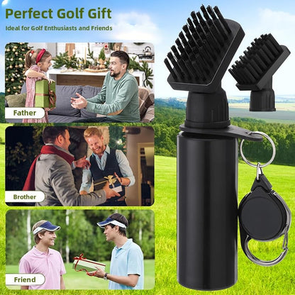 Golf Club Brush Cleaner – Perfect Christmas Gift for Golf Lovers, Essential Golf Accessories for Men with Built-in Water Bottle – 7.5” Portable Golf Cleaning Tool