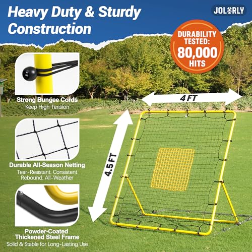 Heavy Duty Baseball Rebounder Net Fielding Trainer Pro Softball Pitch Back Bounce Pitchback for Ground, Line Drive, Fly Ball Return Settings