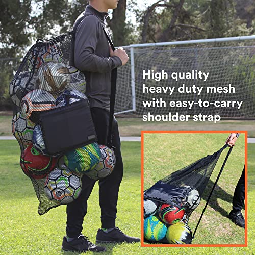 Fitdom Extra Large Heavy Duty Mesh Bag. Best for Soccer Ball, Water Sports, Beach Cloth, Swimming Gears. Adjustable Shoulder Strap. Secure Side Pocket - style: 40" X 30" Large
