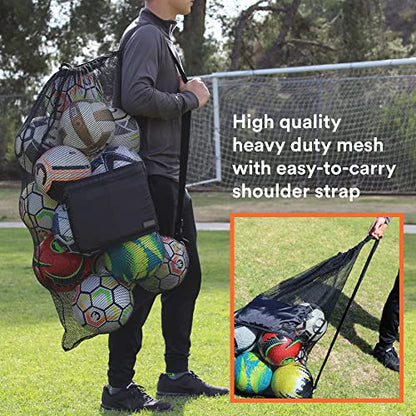 Fitdom Extra Large Heavy Duty Mesh Bag. Best for Soccer Ball, Water Sports, Beach Cloth, Swimming Gears. Adjustable Shoulder Strap. Secure Side Pocket - style: 40" X 30" Large