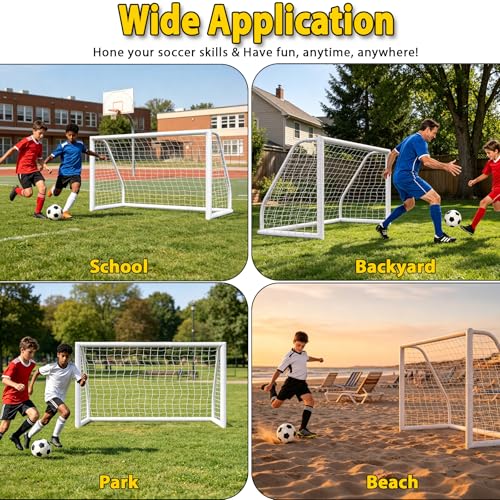 HomGarden Portable Soccer Goal for Backyard,12x6 / 10x6.5 / 8x5ft /6x4 Full Size Soccer Goals for Kids Adults Soccer Net Backyard Soccer Goals - size: 6*4ft