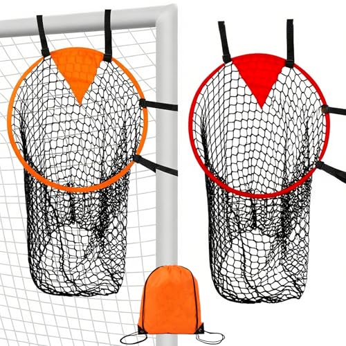 Soccer Goal Corner Target Nets 2-Pack with Carry Bag, High-Visibility Shooting Targets with Catch Net and Adjustable Straps for Soccer Training Practice, Kids and Adults