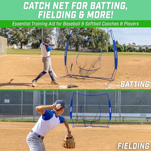 GoSports 7 x 7 ft Baseball & Softball Nets - Available in Team Colors - Batting & Pitching Net with Strike Zone - color: Royal