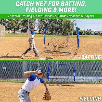 GoSports 7 x 7 ft Baseball & Softball Nets - Available in Team Colors - Batting & Pitching Net with Strike Zone - color: Royal