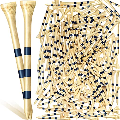 Jadive Bamboo Golf Tees 3-1/4 Inches Stable Long Wooden Tees for Golf Activities, Natural Color and Blue