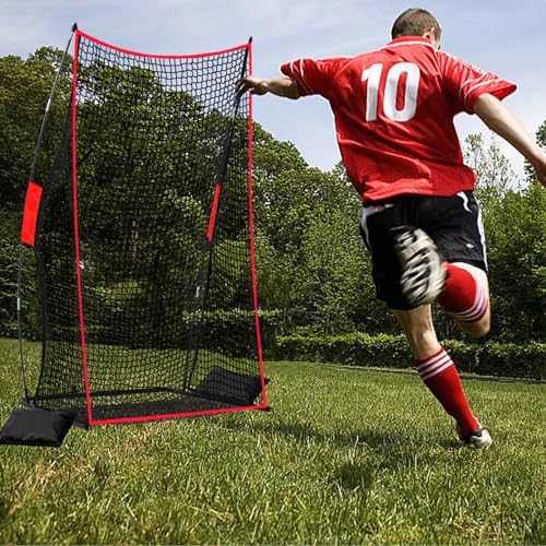 Football Kicking Net Throwing Target - 4x7FT Heavy Duty Iron Base for Backyard Practice Portable Quarterback Training for Youth with Sandbags