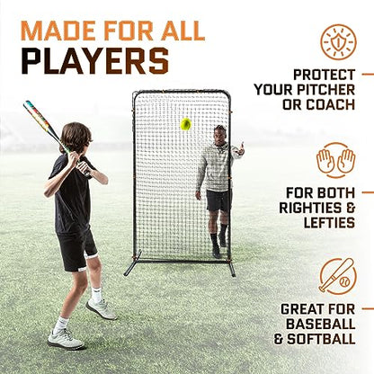 ACELETIQS Baseball Pitching Net & i-Screen (Compact & XL Sizes) Softball Baseball Pitcher Protector for Batting Cages and Fields | Heavy Duty Net for Back Drive, Line Protection - Multi-Purpose Use - size: 7 x 4 feet