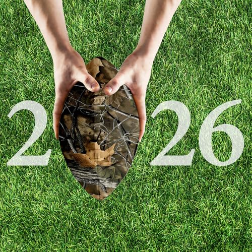 American Football, Official Size 11.9 x 7.3 Inch, Premium Composite Leather High-Grip Ball with Pro-Style Lacing, Unique Prints for Training, Games & Gifts - color: Camo Tree