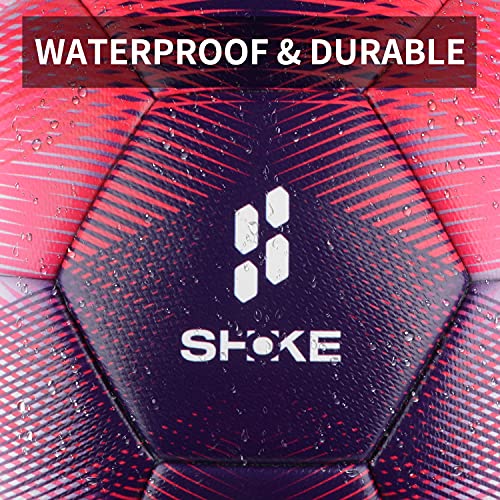 SHOKE Soccer Ball Size 5 Official Size Soccer Ball Thermal Bonded Training Slip Resistant - color: Purple Red(Deflate Single Ball)