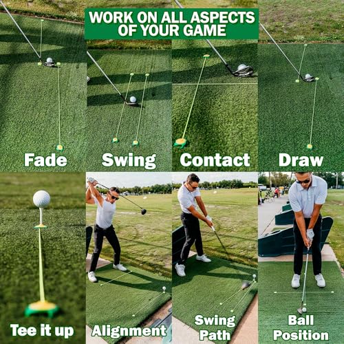 Tee Claw Golf Tee Holder, Golf Mat Tee, Golf Alignment String, Baseball Agility Training for Indoor and Outdoor, Made in the USA. - color: 10 Pack Yellow and Green