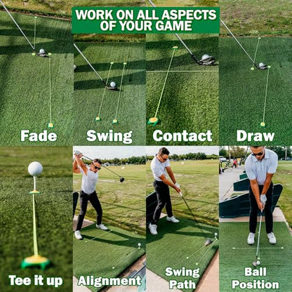Tee Claw Golf Tee Holder, Golf Mat Tee, Golf Alignment String, Baseball Agility Training for Indoor and Outdoor, Made in the USA. - color: 10 Pack Yellow and Green