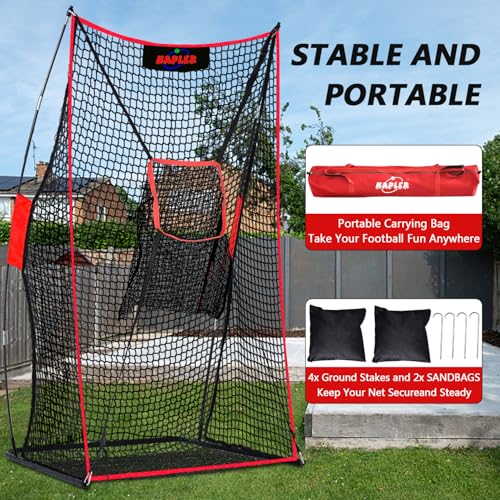 Kapler Football Kicking Net - 7X4FT Portable Football Throwing Net with Target Zone Attachment - Field Goal Kicking Cage Practice for Backyard Skill Improvement for Youth and Adults